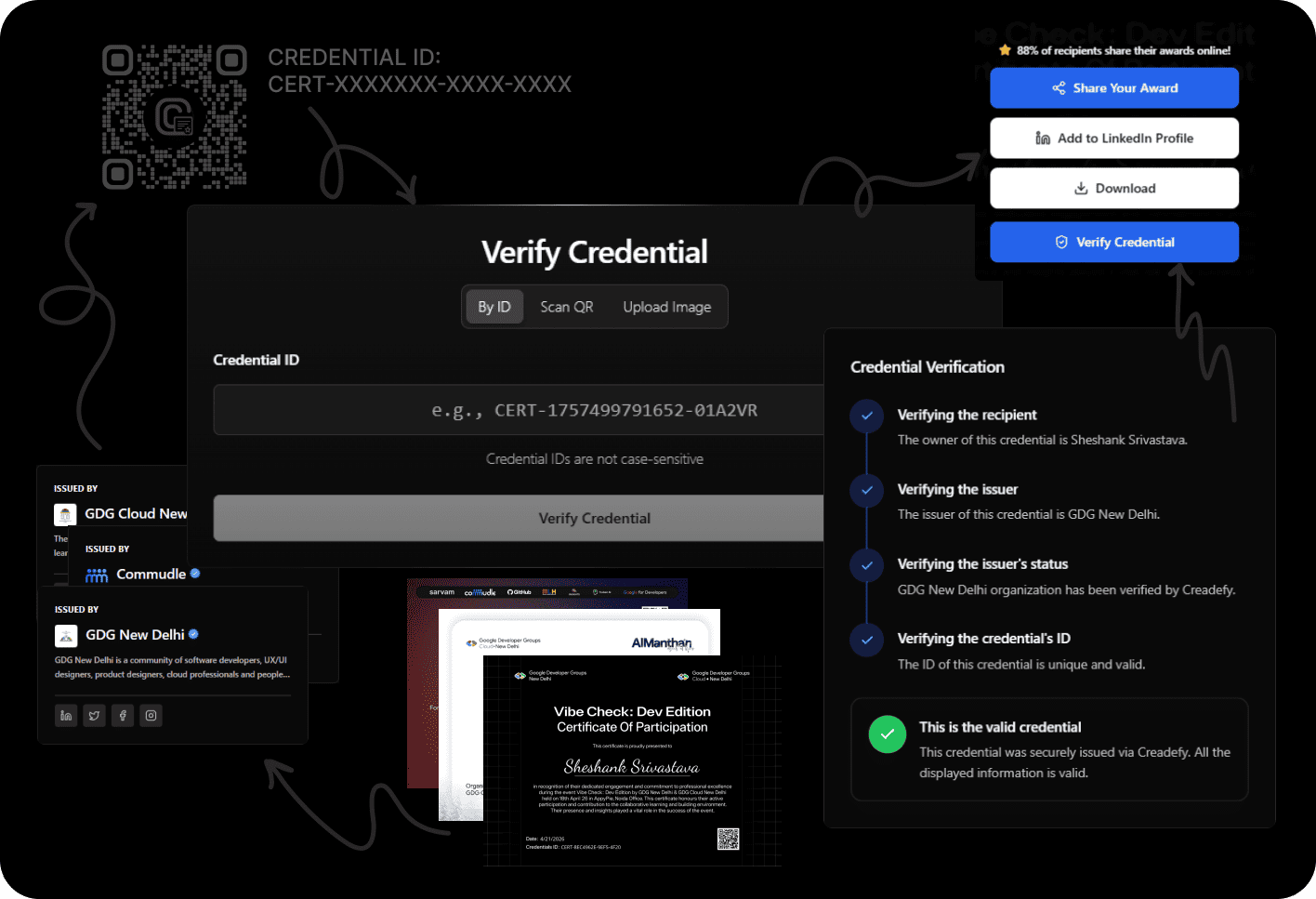Creadefy public credential verification page