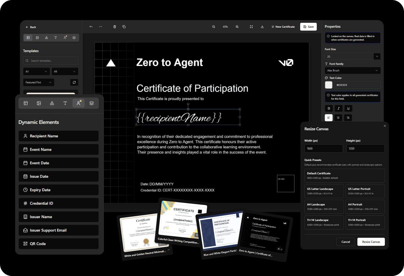 Creadefy drag-and-drop template designer