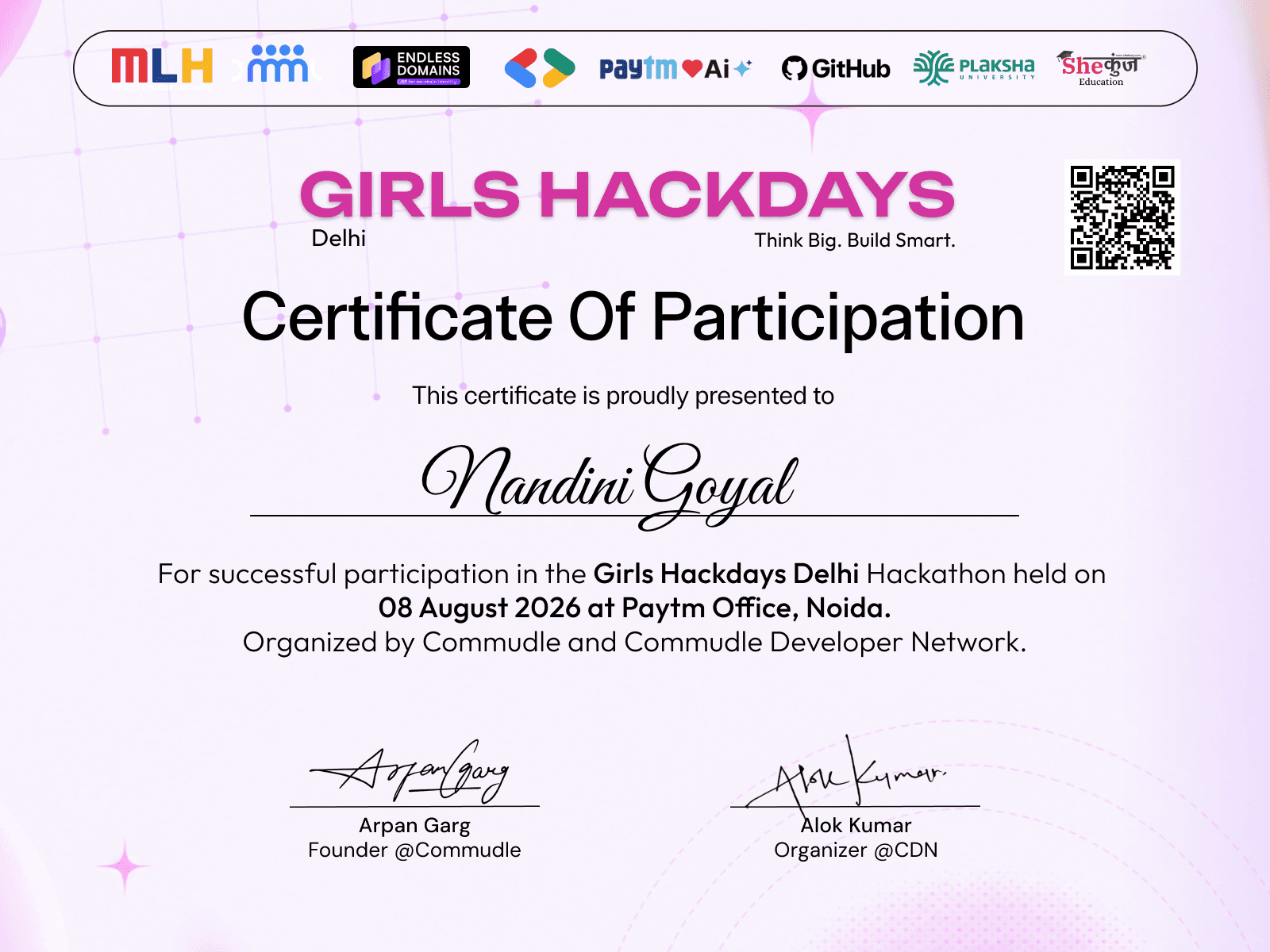 Certificate for Nandini Goyal
