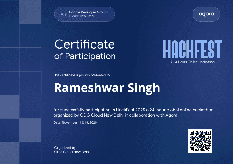 Certificate for Rameshwar Singh