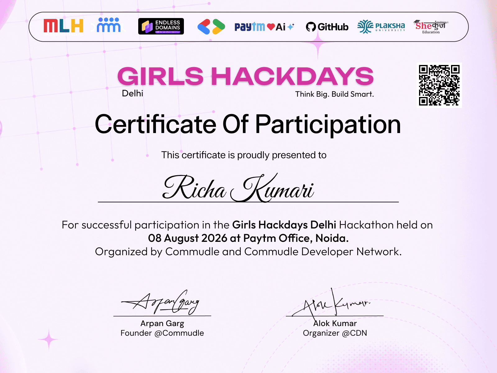 Certificate for Richa Kumari