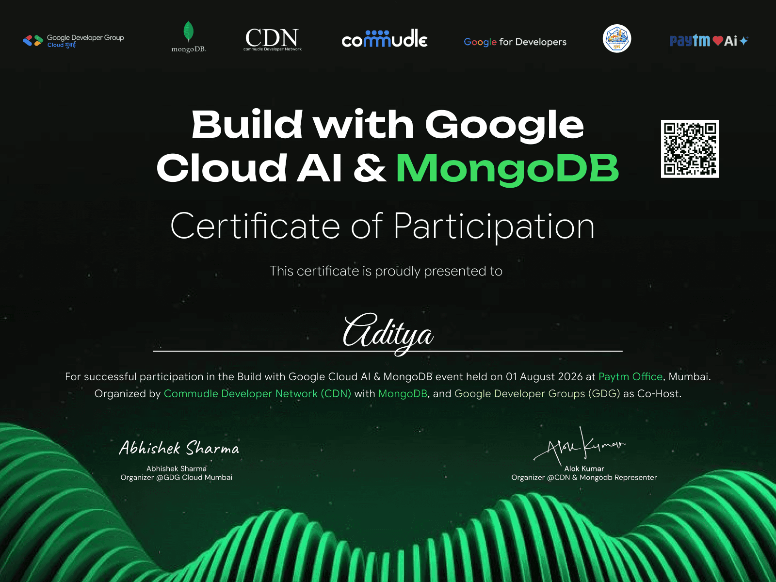 Certificate for Aditya
